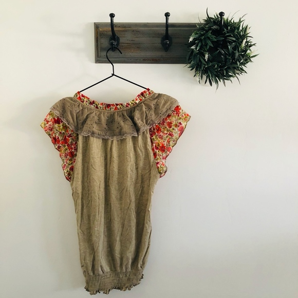 Anthro Tiny Red Floral Eyelet Blouse S - Picture 8 of 8